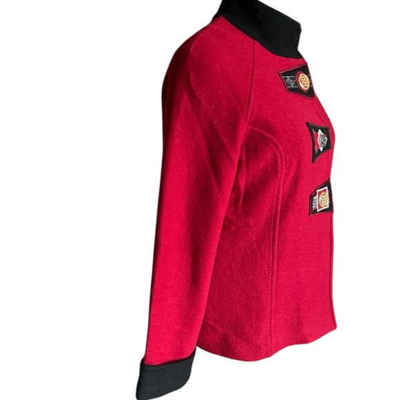 Icelandic Design Red 100% Boiled Wool Jacket Snap Front Women’s Size L Nordic - Picture 5 of 10